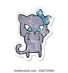 distressed sticker of a cartoon cat