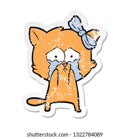 pegatina angustiada de un gato de dibujos animados