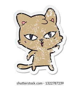 bedrückter Aufkleber einer Cartoon-Katze