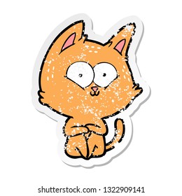 distressed sticker of a cartoon cat