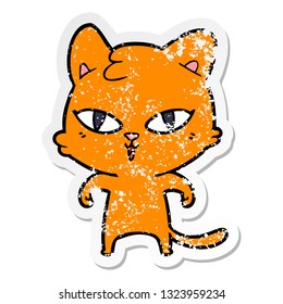 distressed sticker of a cartoon cat