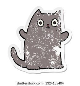 distressed sticker of a cartoon cat