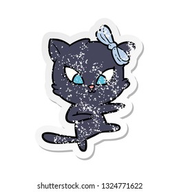 pegatina angustiada de un gato de dibujos animados