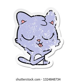 distressed sticker of a cartoon cat
