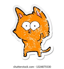 distressed sticker of a cartoon cat