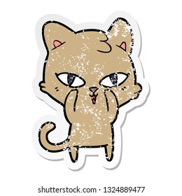 distressed sticker of a cartoon cat