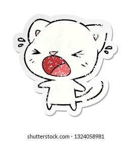 pegatina angustiada de un gato de dibujos animados llorando