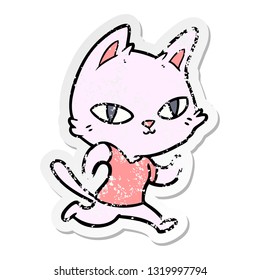 distressed sticker of a cartoon cat running