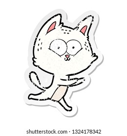 distressed sticker of a cartoon cat running