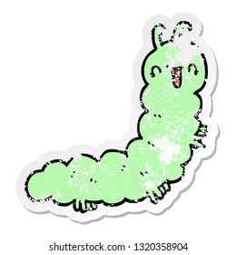 distressed sticker of a cartoon caterpillar
