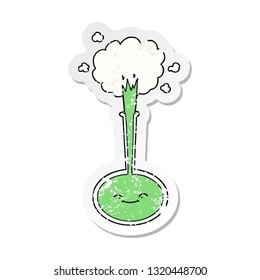 distressed sticker of a cartoon chemical reaction