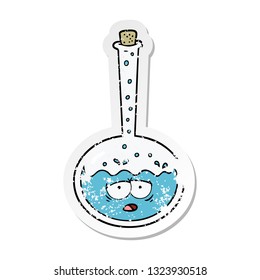 distressed sticker of a cartoon chemical reaction