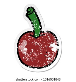 distressed sticker of a cartoon cherry