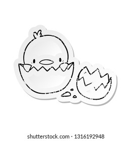 distressed sticker of a cartoon chick