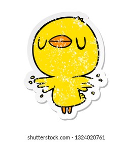 distressed sticker of a cartoon chick flapping wings