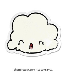 distressed sticker of a cartoon cloud