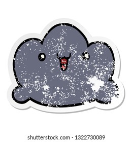 pegatina angustiada de una nube de dibujos animados