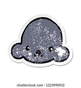 distressed sticker of a cartoon cloud