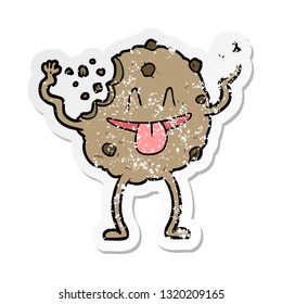 pegatina angustiada de una galleta de dibujos animados