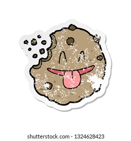 distressed sticker of a cartoon cookie