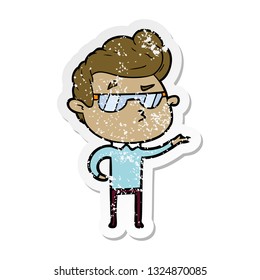 adesivo angustiado de um cara legal de desenho animado