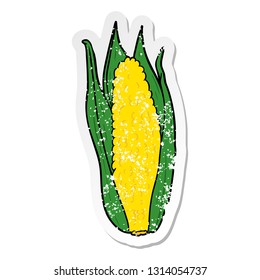distressed sticker of a cartoon corn