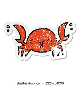 distressed sticker of a cartoon crab