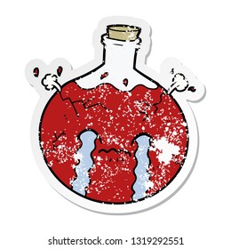 distressed sticker of a cartoon cracking potion