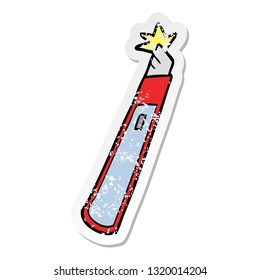 distressed sticker of a cartoon craft knife