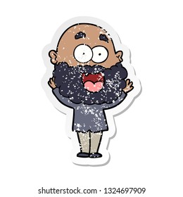 distressed sticker of a cartoon crazy happy man with beard