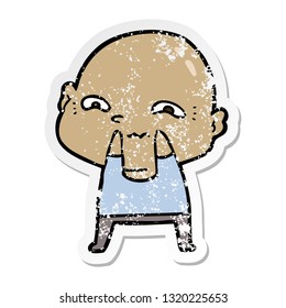 distressed sticker of a cartoon creepy guy