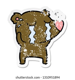 pegatina angustiada de un oso caricaturista llorando