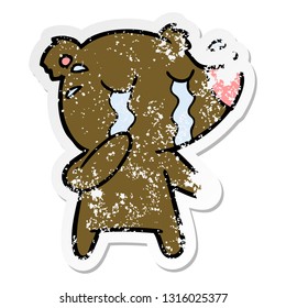 pegatina angustiada de un oso caricaturista llorando