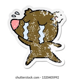 pegatina angustiada de un oso caricaturista llorando