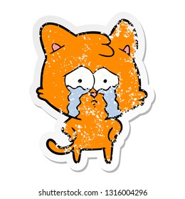 pegatina angustiada de un gato llorando