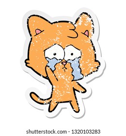 pegatina angustiada de un gato llorando