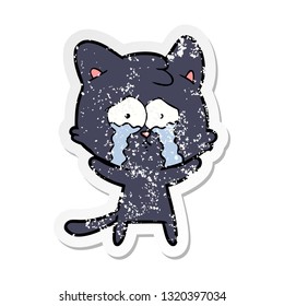 pegatina angustiada de un gato llorando