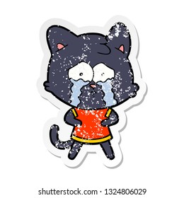 pegatina angustiada de un gato llorando