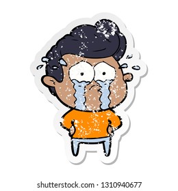 bedrückter Aufkleber eines Cartoons, der weint