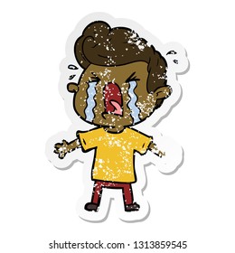 bedrückter Aufkleber eines Cartoons, der weint