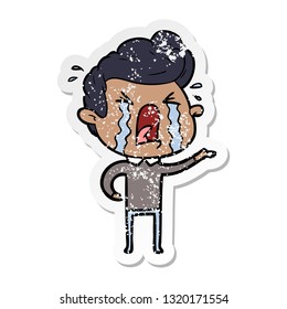 pegatina angustiada de un hombre llorando