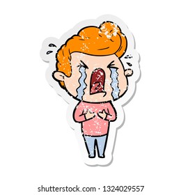 pegatina angustiada de un hombre llorando