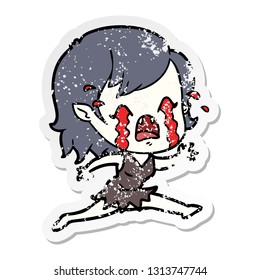 pegatina angustiada de una caricaturista que llora una vampira