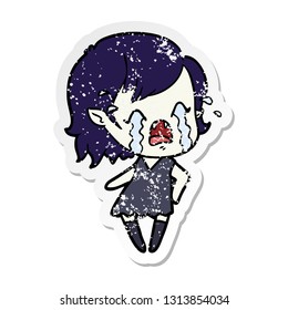pegatina angustiada de una caricaturista que llora una vampira
