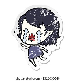 bedrückter Aufkleber eines Cartoons, der ein Vampirmädchen weint
