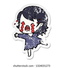 pegatina angustiada de una caricaturista que llora una vampira