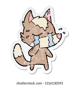pegatina angustiada de una caricatura que llora lobo