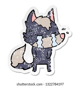 pegatina angustiada de una caricatura que llora lobo