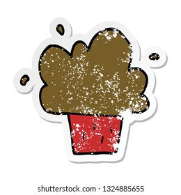 distressed sticker of a cartoon cupcake