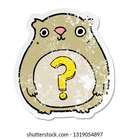 distressed sticker of a cartoon curious bear